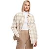 Urban Classics Camicia Giacca Flanella Oversize Donna, Sabbia Bianca/Tortora Chiaro, S