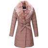Giolshon Piumino Donna Cappotti Lunghi Invernali Caldi con Cintura con collo in Sintetica staccabile 5527 Rosa XL