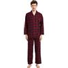 Amaxer Pigiama Cotone Uomo Lungo 100% Flanella Invernale Indumenti da Notte Top a Manica Lunga con Tasche Pantaloni con Coulisse, L Blu e Nero a Scacchi01