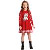 SMILING PINKER Abito Natalizio Ragazza Maglione Bambini Maniche Lunghe Lavorato Maglia Stampa Unicorno Fiocco Neve per l'autunno e l'inverno(Rosso2,2-3 Anni)