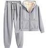 amropi Tuta da Donna Vello Foderato Cappotto con Cappuccio e Pantaloni Inverno Caldo Jogging Tute Grigio,M