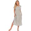 Jlowesun Camicie da Notte da Donna Camicia da Notte a Righe Abito da Notte a Maniche Corte con Bottoni Morbidi e Tasche
