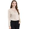 Allegra K Camicia da ufficio da lavoro da donna con collo a cravatta a maniche lunghe eleganti camicette in raso, Beige, 40