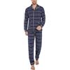 iClosam Pigiama Uomo Invernale a Righe Pigiami Due Pezzi da Uomo Quadri in Cotone Pigiama Uomo Cotone Lungo Colletto V Abbigliamento Casual per la Casa S-XXL