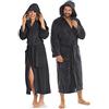 aqua-textil Malibu Accappatoio con Cappuccio A Tinta Unita Lungo Tasche Applicate Donna Uomo Unisex Microfibra Pile di Corallo XXXL Grigio Antracite