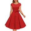 Dressystar Vestito Stile Audrey Hepburn a Maniche Corte, Classico, Vintage, Anni 50 e 60 Rouge À Pois Blanc A XS