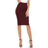 EXCHIC Donna Elegante Business Solido Elastico a Vita Alta Bodycon Midi Matita Gonna(L, Vino Rosso)