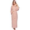 Arus Accappatoio da donna con cappuccio, lunghezza al polpaccio, 100% cotone spugna, Rosa antico, L-XL