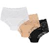 Wolbar Mutande con Pizzo per Donna WB414, Nero,XL