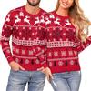 Irdcomps Maglione Natalizio Uomo Maglia di Natale Coppia con Stampa Fiocco di Neve di Alce Maglioni a Maniche Lunghe per Autunno-Inverno Rosso1 XXL