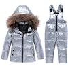 amropi Tuta da Sci per Bambino Unisex Tute Completo da Neve 2 Pezzi Invernale Giacca con Cappuccio e Pantaloni Beige,3-4 Anni