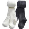 CHUNG Calzamaglia in cotone per bambine con piedi spessi cavi invernali in maglia legging calze collant, Senape+Rosso Ruggine, 5-6 Anni