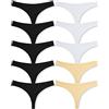 FINETOO 10er Pack Strings Set Tangas Damen Baumwolle Unterhosen Sexy Unterwäsche für Frau Lingerie Sexy for Women Dessous Thong Mehrpack S-XL