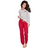 Selente Moonline Comodo Pigiama Donna Lungo/Corto/a Pinocchietto in Cotone, Crema/Rosso, S