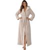 Morgenstern Accappatoio lungo extra da donna cappuccio bambù cotone e microfibra vestaglia di lusso molto lunga beige Taglia M