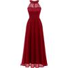 Wedtrend Vestito da Festa Sera Donna Lungo Elegante Abito da Matrimonio Cocktail in Chiffon Pizzo WT0201DarkRed L