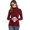 Yukiuiny Maglione Donna Collo Alto Classico Dolcevita Invernale Pullover Elegante Maniche Lunghe Regalo per Natale-A-Rosso Vino/L