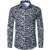 LucMatton Camicie da uomo a maniche lunghe con bottoni e stampa leopardata per Club Rock Party, Leopardo bianco., M