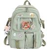 HORHEAR Zaino Kawaii con Accessori Graziosi Pin, Peluche Giocattolo Animale e Carta dei Cartoni Animati, Backpack, Zaino Scolastico(Stile-2-Rosa)
