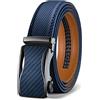 KEMISANT Cintura Uomo,KEMISANT Cintura Pelle Uomo Cricchetto Automatica Fibbia 35mm,Trim Regolabile per Adattars(Blu-140cm/42-48vita regolabile)
