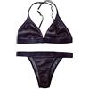 Awake Lingerie Biancheria Intima Donna, Sexy Bralette di Raso Reggiseno Classico Croce e Slip Trasparente, Senza Ferretto Non Imbottito (Large, Nero)
