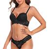 SHEKINI Completi Intimi da Donna Lingerie Reggiseno con Ferretto in Pizzo Spalline Removibili Elegance Push Up Reggiseno e Perizoma Set da 2 Pezzi