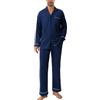 DAVID ARCHY Pigiama da Uomo in Cotone Pigiama da Notte Camicia a Maniche Lunghe e Pantaloni Lounge con Tasche con Bottoni, Morbido e Confortevole