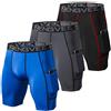 ZENGVEE Men's 3 Pezzi Pantalone Termico Uomo Pantaloncini Basket Cool Dry Pantaloncino Uomo Sport Compressione Shorts(Blue Gray Black-2XL)