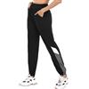 Marvmys Pantaloni Tuta Donna Cotone Colori Contrastanti Pantaloni Sportivi Donna Pantaloni Running Donna Pantaloni Casual Yoga Fitness Larghi Trekking Nero-E XXL