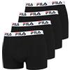 Fila 4 Pacco Convenienza Uomo Boxer - Logo Pants - Monocolore - Molti Colori - Nero, 2XL - 4 Pack