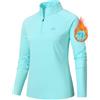 AjezMax Giacca Sportiva Termica per Donne T-Shirt da Donna da Corsa Sportive a Maniche Lunghe e con 1/4 Zip Tops Blu Large