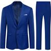 Allthemen Abito da Uomo in 2 Pezzi Tinta Unita Suit con Due Bottoni da Lavoro Business (Blazer + Pantaloni) Blu Reale L