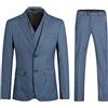 Allthemen Completo da Uomo 3 Pezzi Abito a Righe Slim Fit Suit Uomo Tuto per Matrimonio d'Affari 631# Blu S