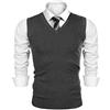 Sykooria Gilet da Uomo in Cotone con Scollo a V e Senza Manica Pullover Inverno Maglioncino Smanicato Maglione Casual Maglia, Grigio L