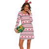 ENJOYNIGHT Camicia da notte da donna, a maniche lunghe, in cotone, con stampa, Orso rosso., XL
