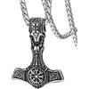 FaithHeart Collana Il Mjolnir Martello Bussola Odino Santo Patrono Collana Vichinga in Argento/Nero/Oro per Uomini Unisex Alta Qualità Hiphop Punk Motociclista