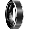NUNCAD Anello Fidanzamento Nero Opaca Finituracon Argento Bordo in Tungsteno Uomo Donna per Anniversario Matrimonio Nuziale Taglia 22
