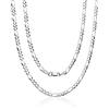 Aka Gioielli - Collana Uomo Donna in Argento Sterling 925 Rodiato - Catena Maglia Figaro Piatta 4.4 mm - lunga 55 cm