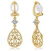 PHNIBIRD Orecchini Clip da Donna in Argento Sterling 925 con Zircone Pendenti Lunghi di Vuoto Oro Orecchini per Senza Buco Regalo Donna