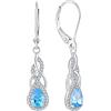 YL Orecchini Infinito Nodo Argento 925 con pietra portafortuna di Marzo Acquamarina Pera Orecchini per Donna