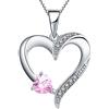 YL Collana cuore Argento 925 tagliato Ottobre Pietra portafortuna Rosa Zirconia Cubica Collana con Ciondolo a Doppio Cuore per Donna, 45-48 cm