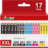 KINGJET PGI-580 CLI-581 XXL Cartucce d'inchiostro Compatibili con Canon 580 581 XXL per Canon Pixma TS6150 TS6250 TS6350 TR7550 TS705 TR8550 TS9550