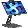 SHUOSUO Supporto Tablet Regolabile e Pieghevole, Porta Tablet in Alluminio Tavolo Girevole a 360°, Compatibile con iPad Pro/Air/Mini, Samsung Tab, Surface Pro, Kindle Fire (7-13) (Grigio Scuro)