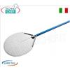 Gi.Metal - Pala pizza tonda forata in alluminio, Linea Azzurra, lunghezza manico cm 60