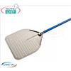 Pala pizza rettangolare forata in alluminio, dim.cm 33x33, lunghezza manico cm 30 - mod.A-32RF 30