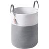 YOUDENOVA Cesto Portabiancheria Intrecciato per Giocattoli,Cesto Biancheria Sporca con Maniglia Cotone, Cesta Decorativa per Vestiti 58L Grigio