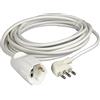BTicino 2528/40 Prolunga Elettrica Domestica, cavo H05VV-F 3 x 1,0 mmq, Lunga 5 metri, con Spina Grande 16A e Presa Bivalente Schuko Standard Tedesco, 3500 W, 250 V, Bianco