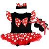 HIHCBF Neonata Costume di Carnevale Vestito da Principessa Minni Pagliaccetto per Bimba Compleanno Festa Halloween Cosplay Natale Abitini per Bambina con Archetto Scarpe 0-3 mesi