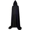 Myir JUN Mantello con Cappuccio Velluto, Adulto Bambini Halloween Mantelli Lungo Halloween Costume Unisex Strega Wicca (L, Nero)