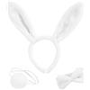 MIVAIUN 3 Pezzi Set di Costumi Animali Set di Vestiti da Coniglio Fascia per Orecchie di Coniglio Papillon Coda di Coniglio per Bambini Adulti Halloween Pasqua Festa Decorazione in Costume(Bianco)